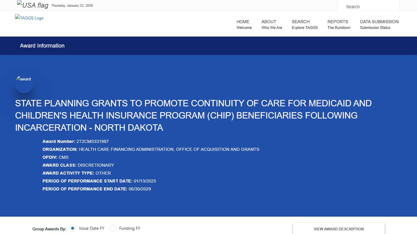 Award Information HHS TAGGS