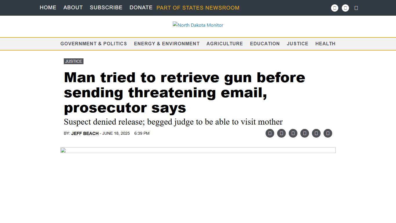 Man tried to retrieve gun before sending threatening email, prosecutor says • North Dakota Monitor