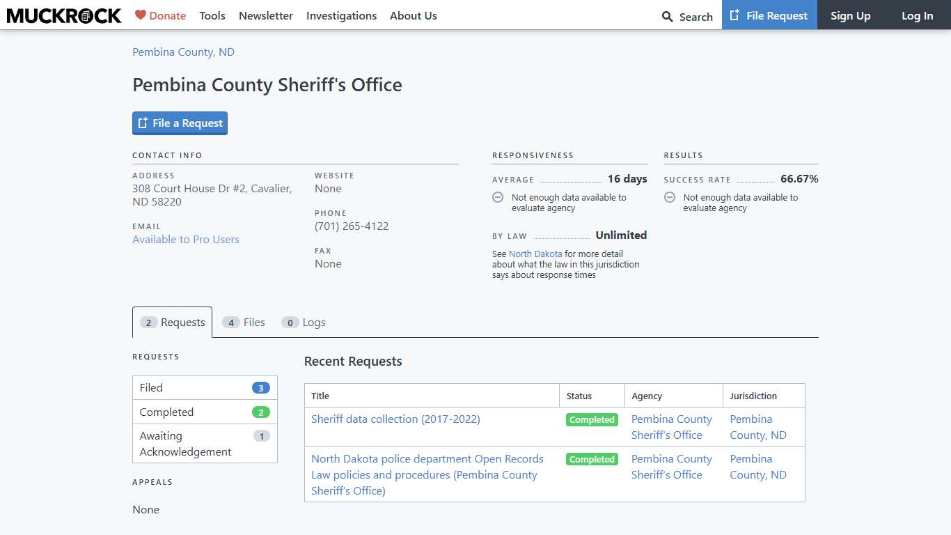 Pembina County Sheriff's Office • MuckRock